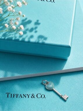 Authentic Tiffany & Co Blue Enamel Key Pendant